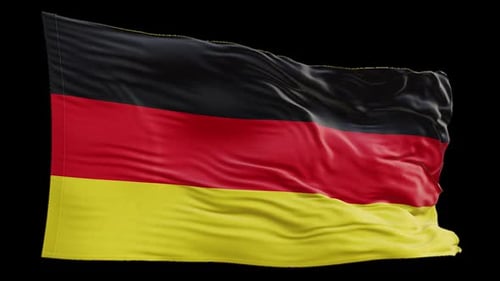Realistic Waving German Flag Animation on Black Background