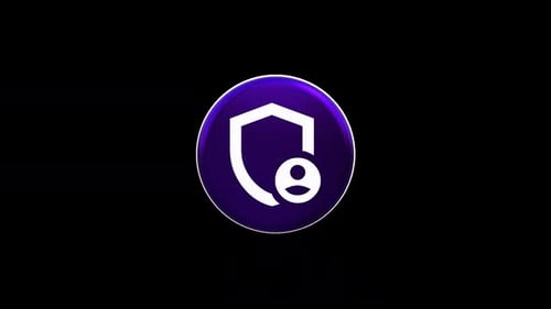 3D Spinning User Security Shield Icon Loop