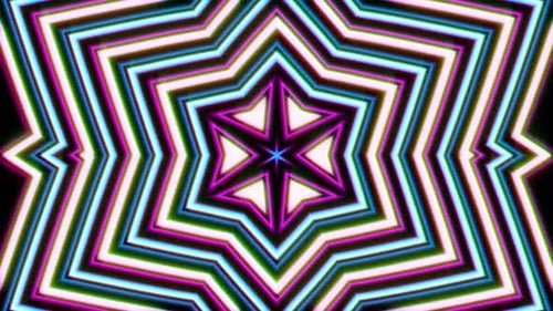 Vibrant Neon Geometric Star Kaleidoscope Loop Background