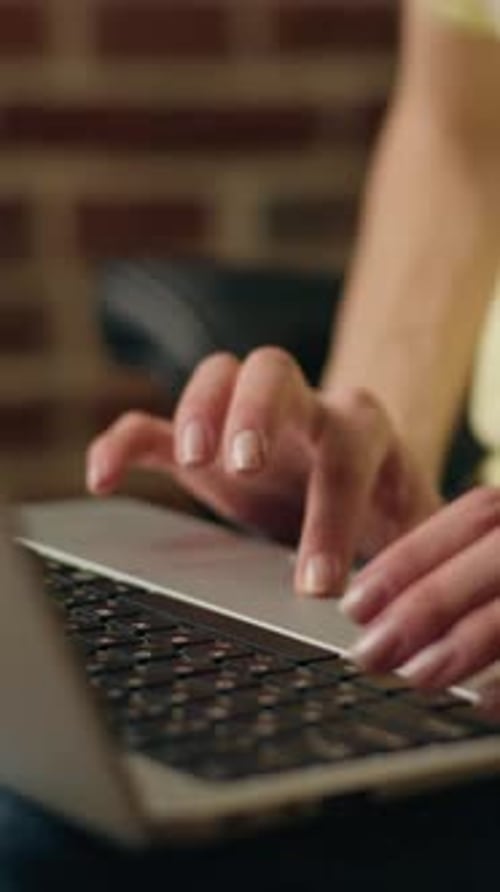 Unknown Caucasian Entrepreneur Woman Hands Typing Laptop Online Working Freelance Keyboard
