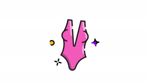 Animated Pink One-Piece Swimsuit Icon in Flat Design Style