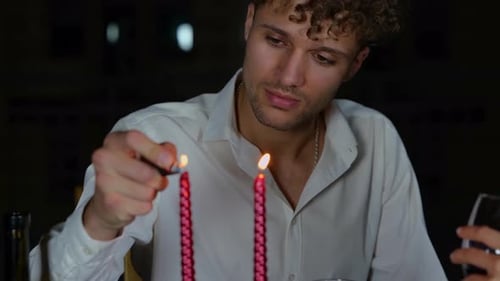 Romantic Candlelit Dinner With Wine at Night