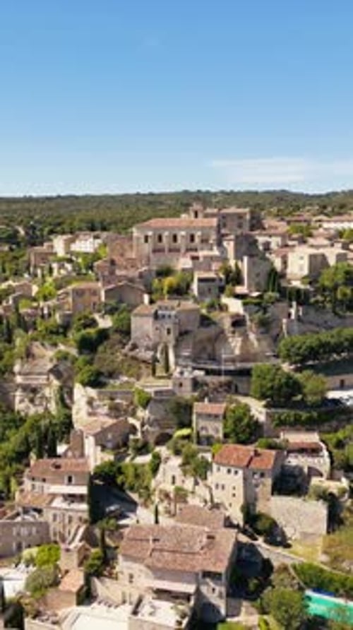 French Gordes Village in Luberon Drone Aerial View