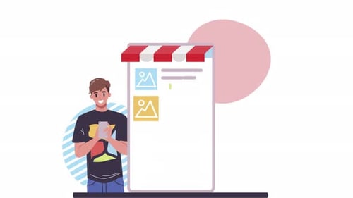 Flat Animation of Mobile Online Shopping and Payment