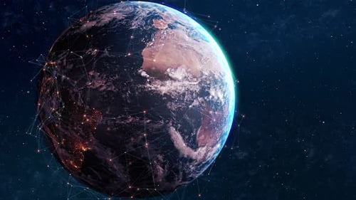 Animated Global Technology Network on Rotating Earth