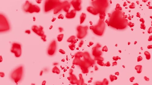 Romantic Falling Red Hearts Seamless Loop Background