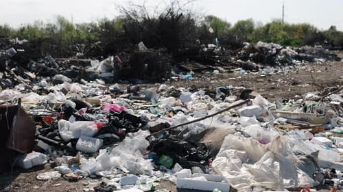 Large Piles of Waste and Garbage Polluting Environment