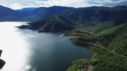 Turkey Fethiye Mugla forest with lake Full HD Drone