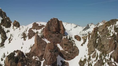 Grand teton national park snow covered peaks and cliffs at sunrise in Wyoming