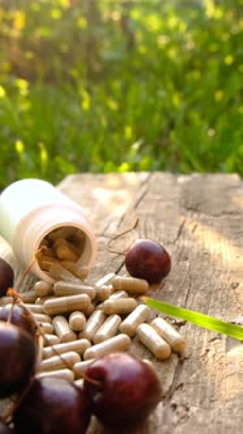 Cherry Extract in Supplements Selective Focus