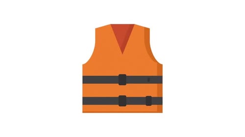 Animated Flat Design Life Vest Icon Reveal