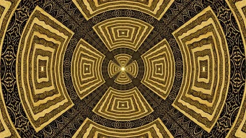 Hypnotic Gold Color Concentric Square Pattern Tiles Tunnel Background Loop