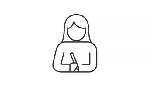 Animated Outline Icon of Person Writing for Education and Business