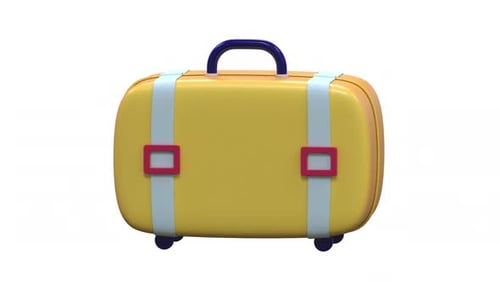 3D Cartoon Suitcase Rotating Animation