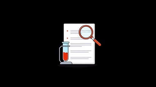 Scientific Document Analysis with Test Tube and Magnifying Glass