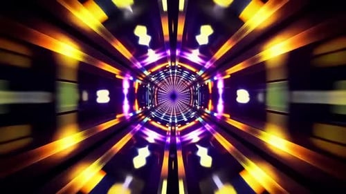 Lebendige futuristische sechseckige Neonlichttunnelschleife