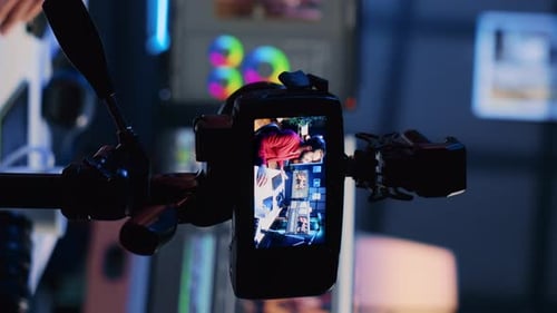 Vertical Video Professional Camera Equipment Used By Videographer in Creative Studio