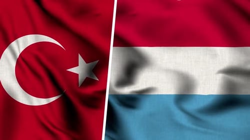 Realistic Waving Flags of Turkey and Luxembourg