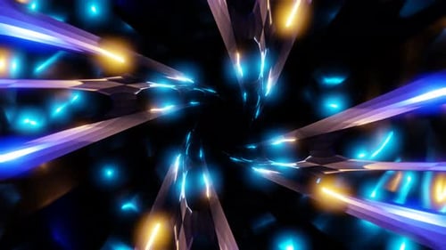 Futuristic Neon Light Tunnel Wormhole Hyperspace Animation