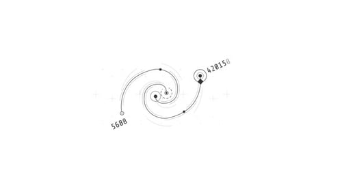 Animation en boucle de courbes dans un élément HUD en forme de spirale