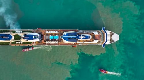 Cruise Ship, Cruise Liners beautiful white cruise ship above luxury cruise in the ocean sea.