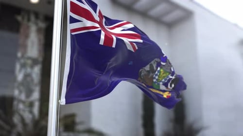 Falkland Islands National Flag Waving in the Wind