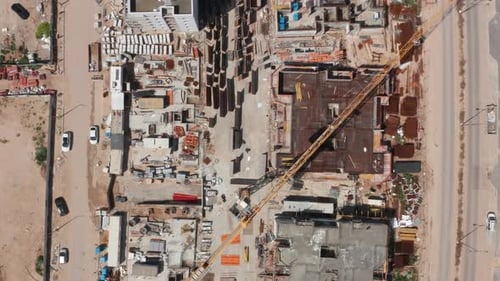 Aerial footage of a large Residential compound during early stages of construction
