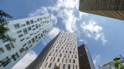 Timelapse of Skyscraper Buildings in the Tech District of Barcelona