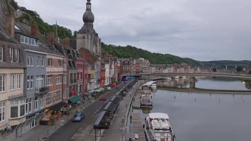 Dinant a Picturesque City in Belgium is Shown From an Aerial Perspective Highlighting Its Charming