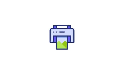 Flat Design Printer Icon Animation with Image