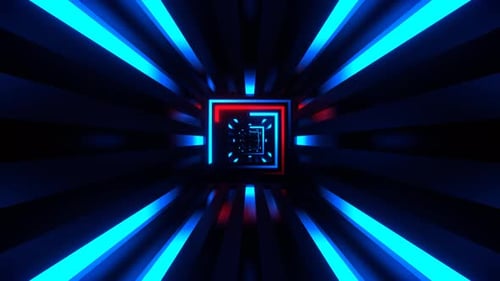Red And Blue Different Neon Lines Tunnel Background Vj Loop In 4K
