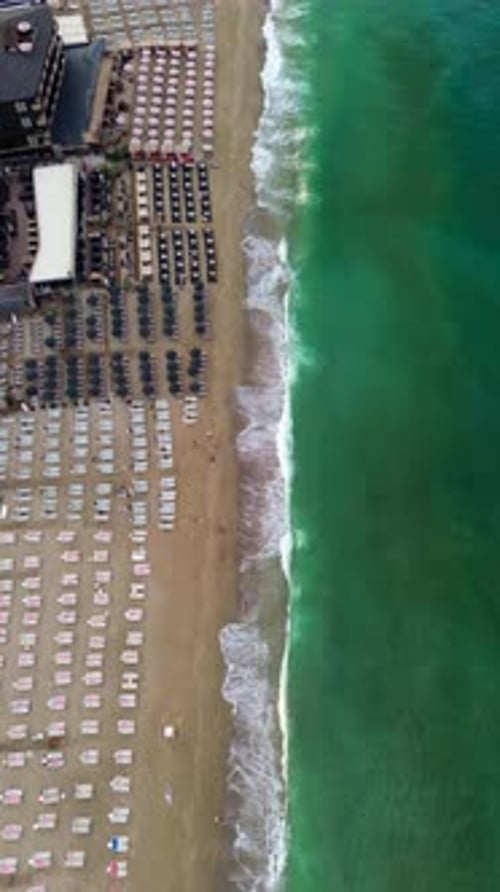 Aerial View From Flying Drone Of Sea Beach