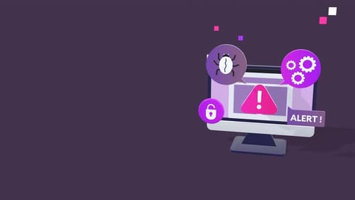 Animated 3D Desktop Monitor with Cybersecurity Alerts