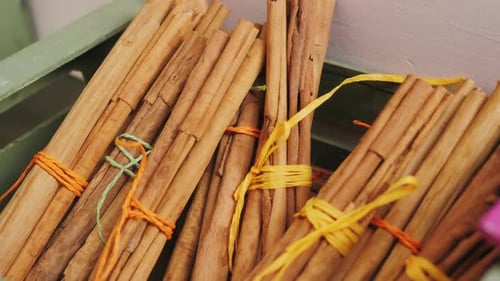 Bundled Cinnamon Sticks in a Container