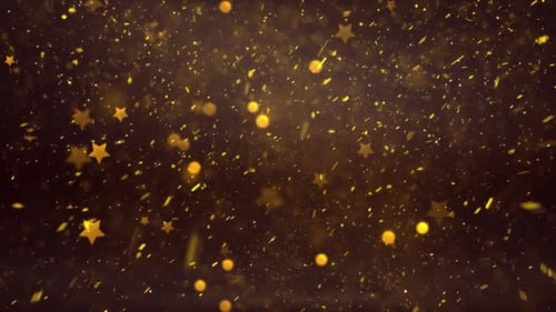 Sparkling Golden Stars and Glitter Particles Festive Background