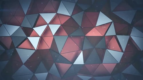 Multilayered structure with red triangular polygons