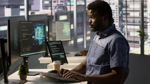 IT Professional Working with AI Tech to Transform Data Into Predictive Models