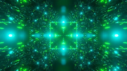 Futuristic Tunnel with Neon Lights and Endless Depth