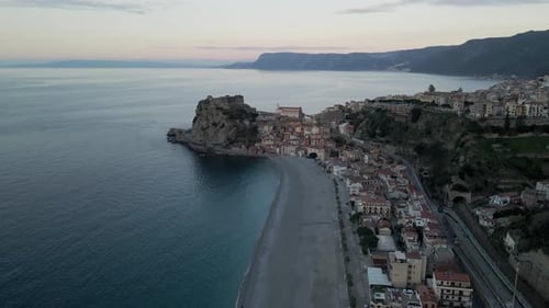 Aerial view of Scilla old town, Reggio Calabria, Calabria, Italy.