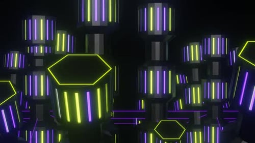 Purple And Lime Rotating Mechanism Background Vj Loop In HD