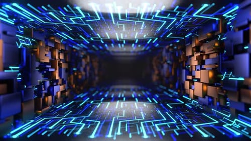 The movement of the camera through the technological tunnel. Seamless animation.