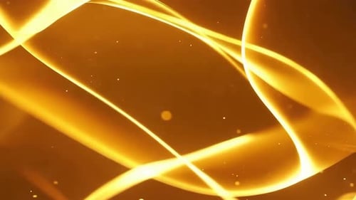 Golden Abstract Light Waves with Particles Motion Background