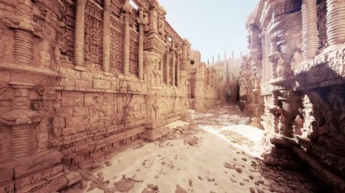 A Beautifully Carved Stone Temple in the Middle of a Desert Landscape
