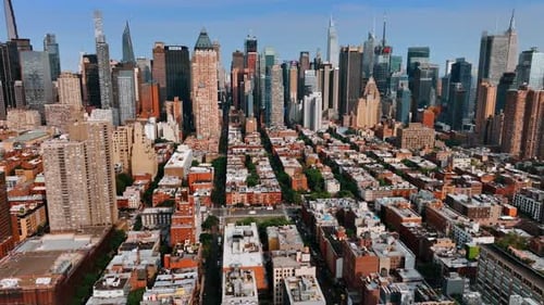 Manhattan buildings cityscapes. New York city aerial view landscapes.