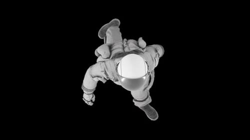 Astronaut, der alleine auf einer Mission geht, Luftaufnahme in Monochromton