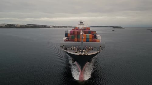 A Large Container Ship Calling at the Port of Halifax in Nova Scotia Canada