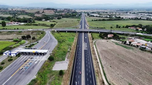 Aerial View of Asphalt Road with the Rural Area on Both Sides the Intercity Highway Was Established