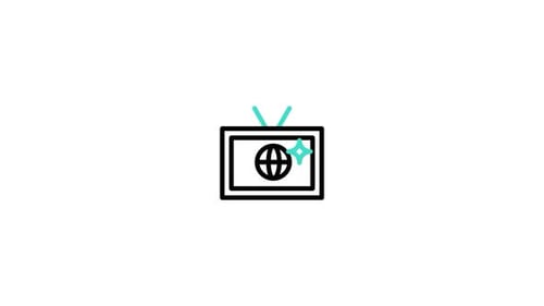 Line Art Television Icon with Animated Rotating Globe
