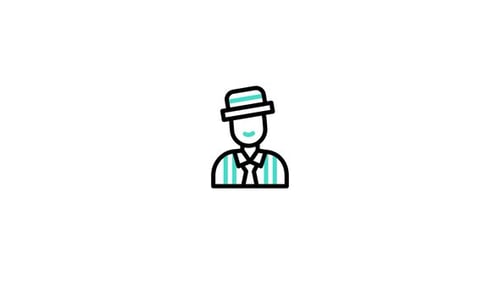 Animated Flat Design Person Icon with Hat