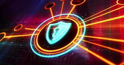 Futuristic Digital Security Shield Animation